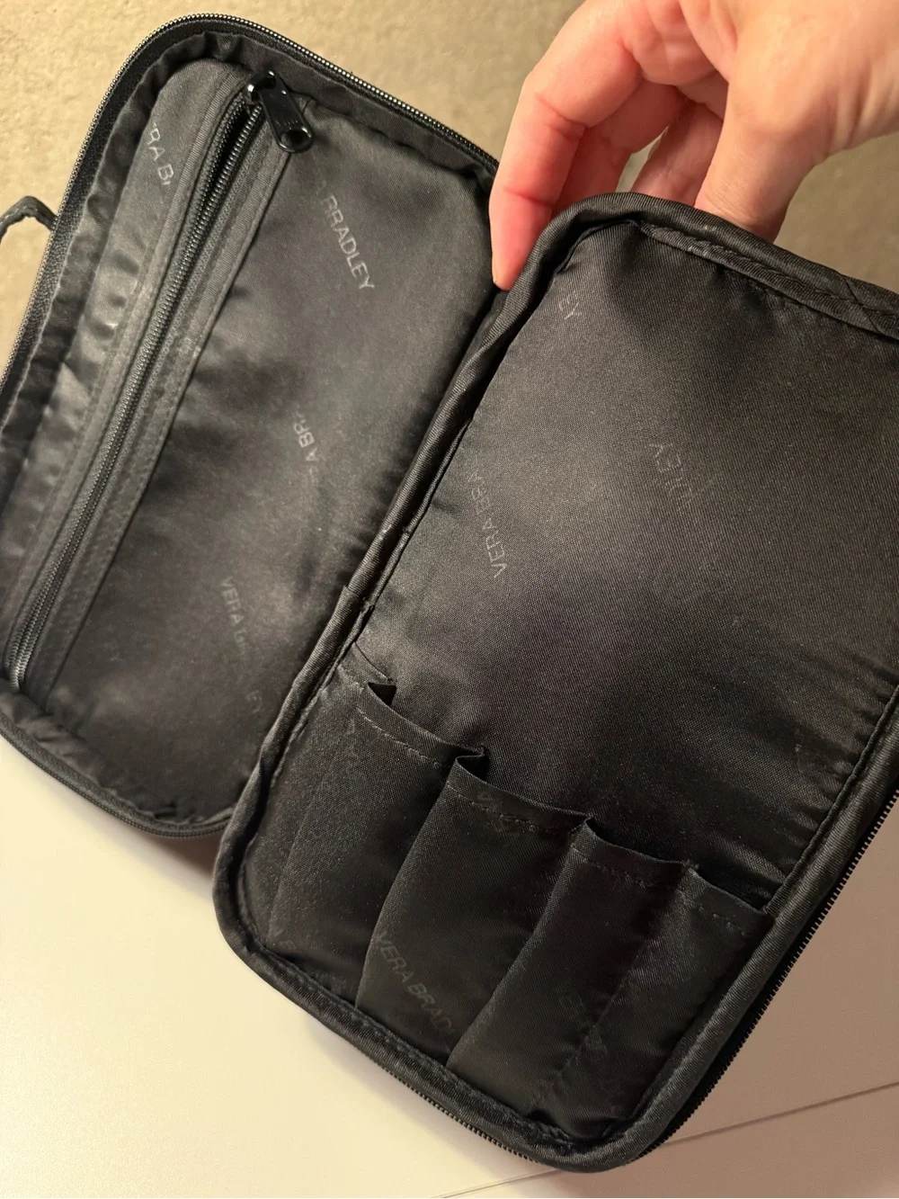 VERA BRADLEY Black Quilted Cosmetic Bag and Zip Pouch Set